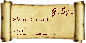 Güns Szulamit névjegykártya